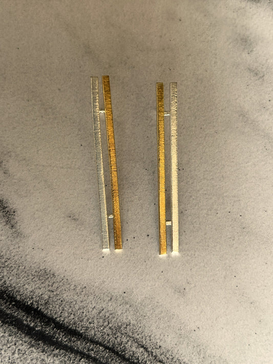 Magic wand Dual tone Earrings