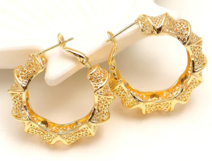 Filigree Golden Hoops